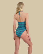 Isla & Evie Zig Zag Print Shimmer Cut Out Swimsuit